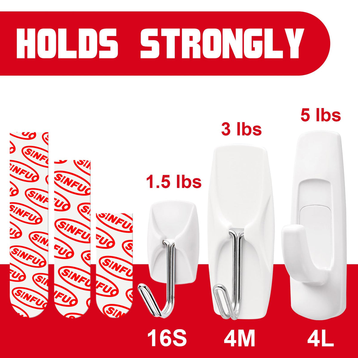 Sinfuo damage-free wall hangers prevent surface damage.