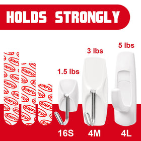 Sinfuo damage-free wall hangers prevent surface damage.