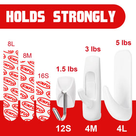 Sinfuo multipurpose hanging hooks for coats, towels, keys, and more