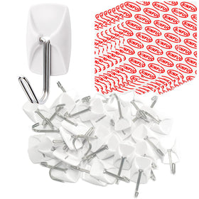 Sinfuo wall hook system with 32 hooks and adhesive strips for tidy storage.