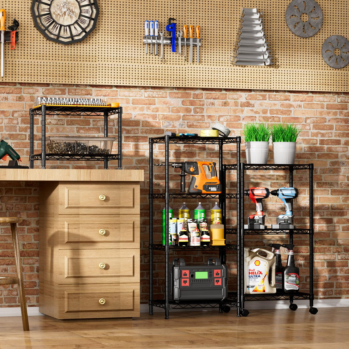 SINGAYE garage shelving unit supporting tools and cans