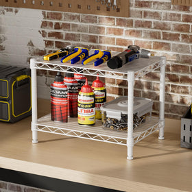 SINGAYE 2 small wire shelves mesh close-up highlights sturdy mesh preventing small items from slipping.