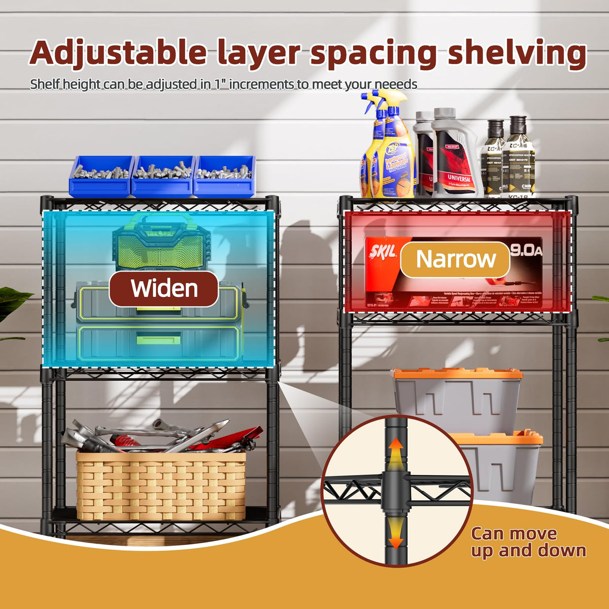 SINGAYE 3 small wire shelves laundry room in utility area with stable feet