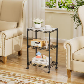 SINGAYE 3 small wire shelves metal mesh close-up shows tight weave prevents items falling