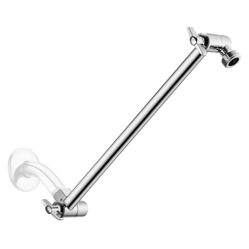 Singing Rain 11inch extension arm highlights adjustable height for personalized shower angles