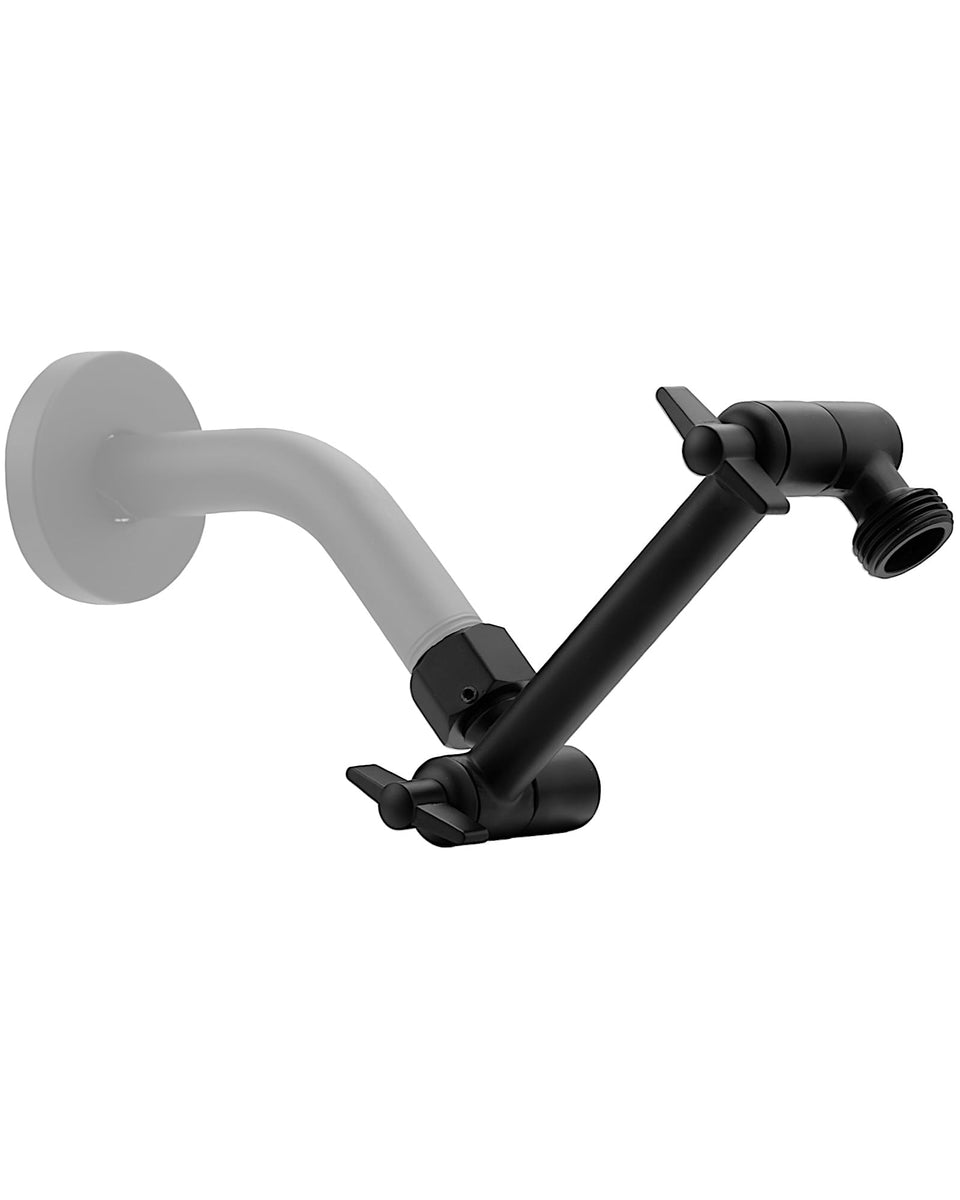 Singing Rain 5-Inch extension arm with matte black finish for flexible shower angle.