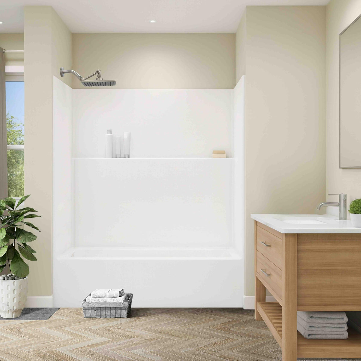 Angle-adjustable arm demonstrating 360° tilt for versatile shower positioning.