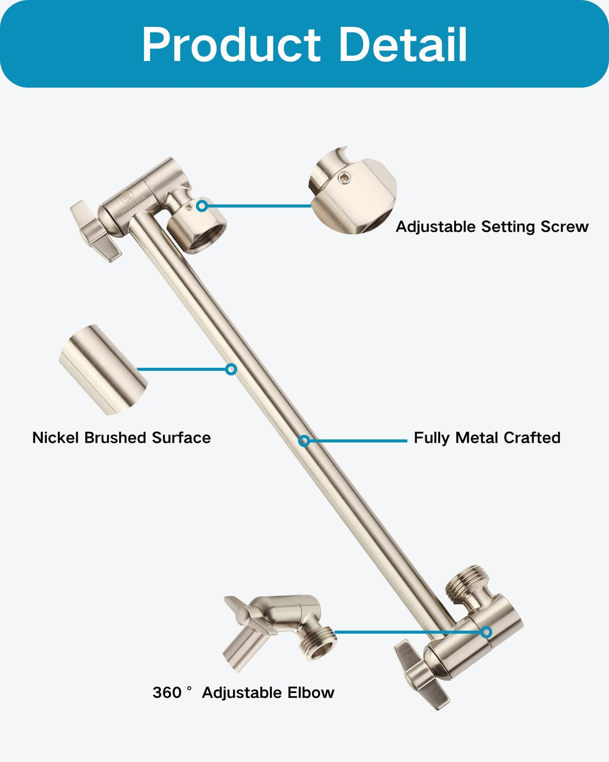 Singing Rain corrosion-resistant nickel brushed finish keeps surfaces clean