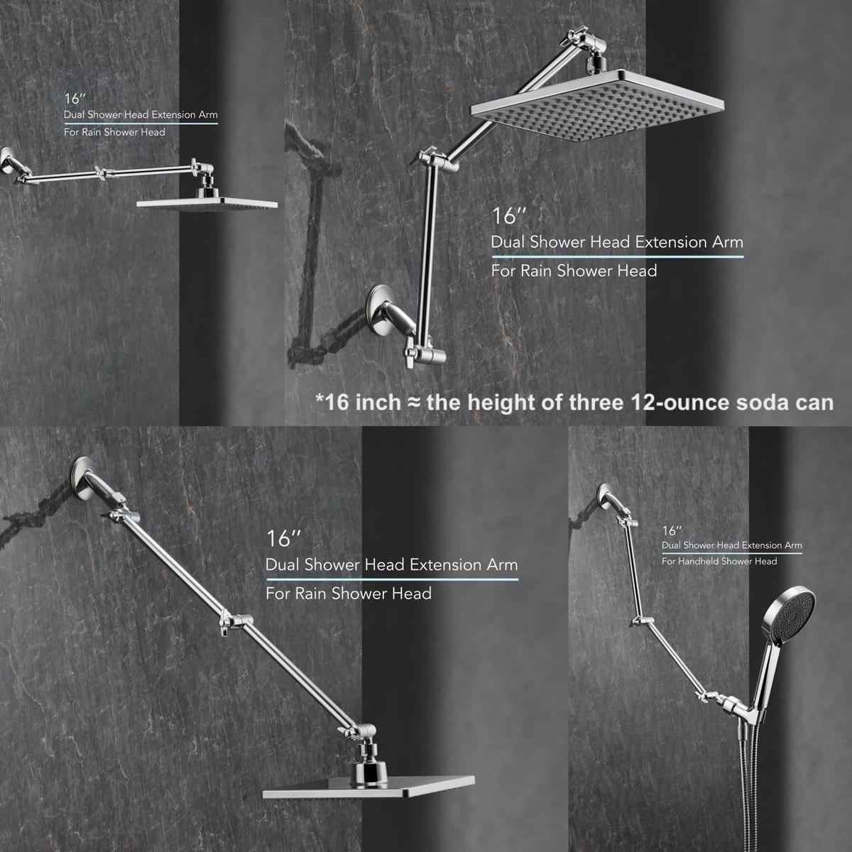 Singing Rain two locking joints allow precise angle and height adjustments.