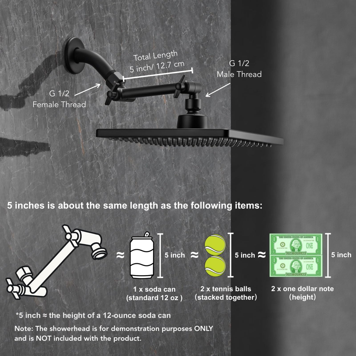 Singing Rain G1/2 universal connector fits most shower heads.