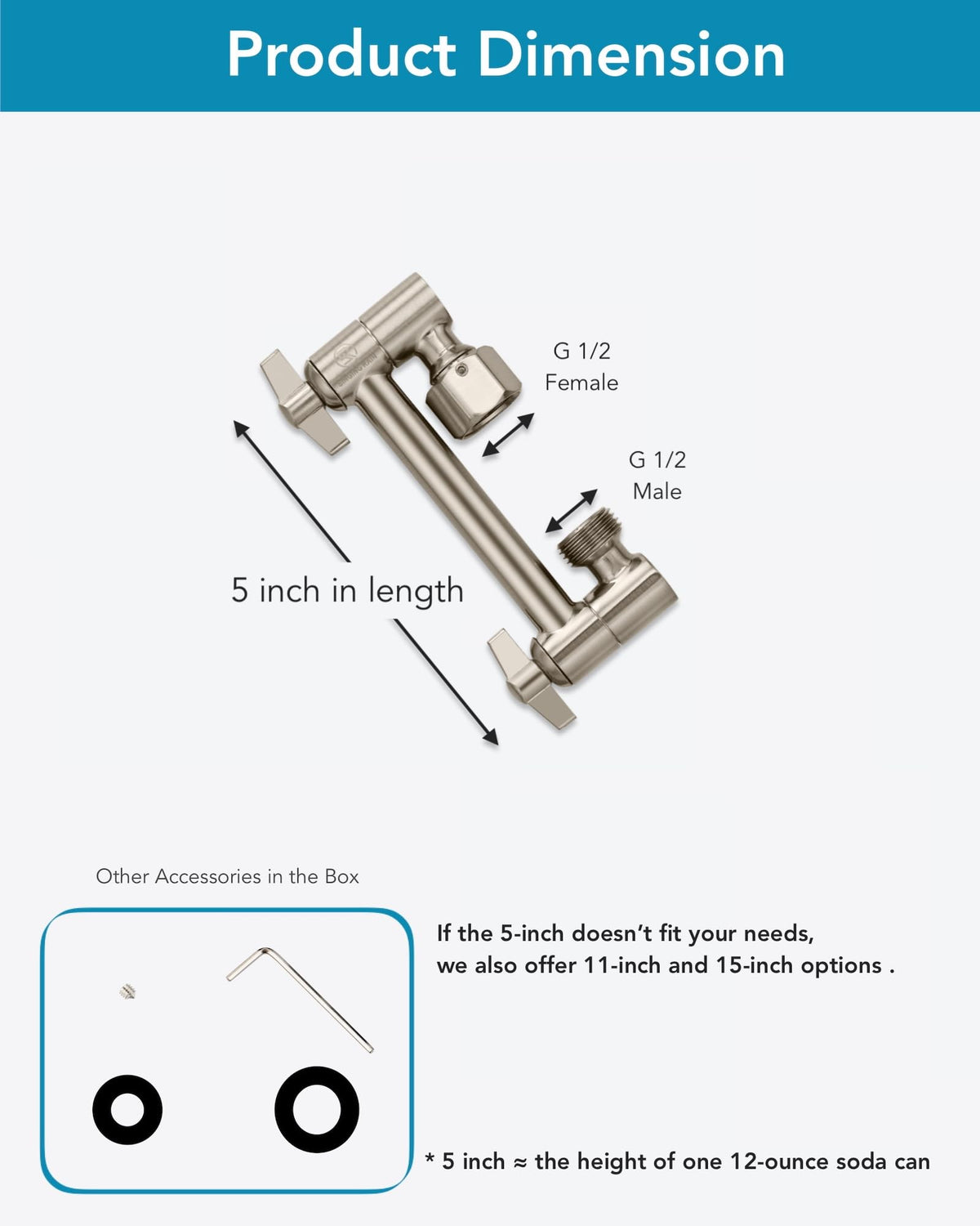 Locking nut with hex key seals the connection to minimize movement.