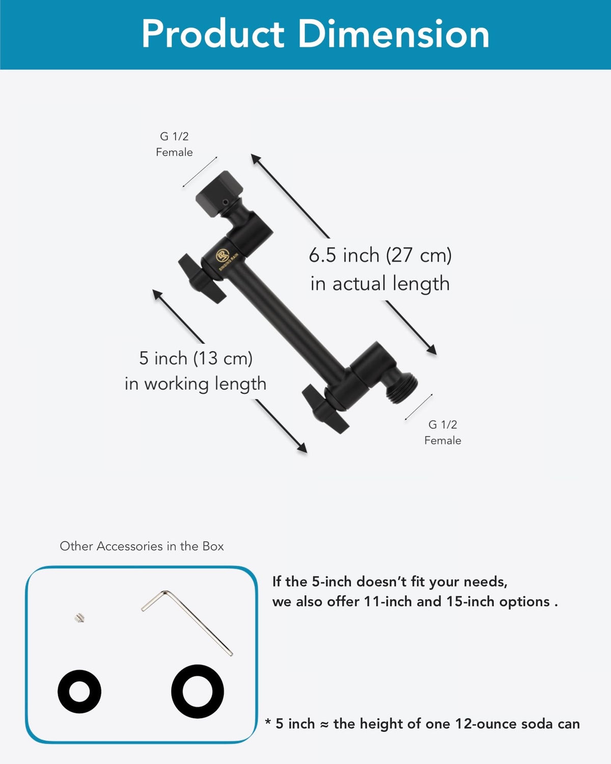 Singing Rain locking nut design with hex key prevents rotation.