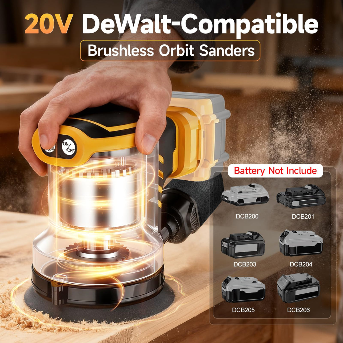 SINGTIP cordless sander with dust collector keeps workspace clean.
