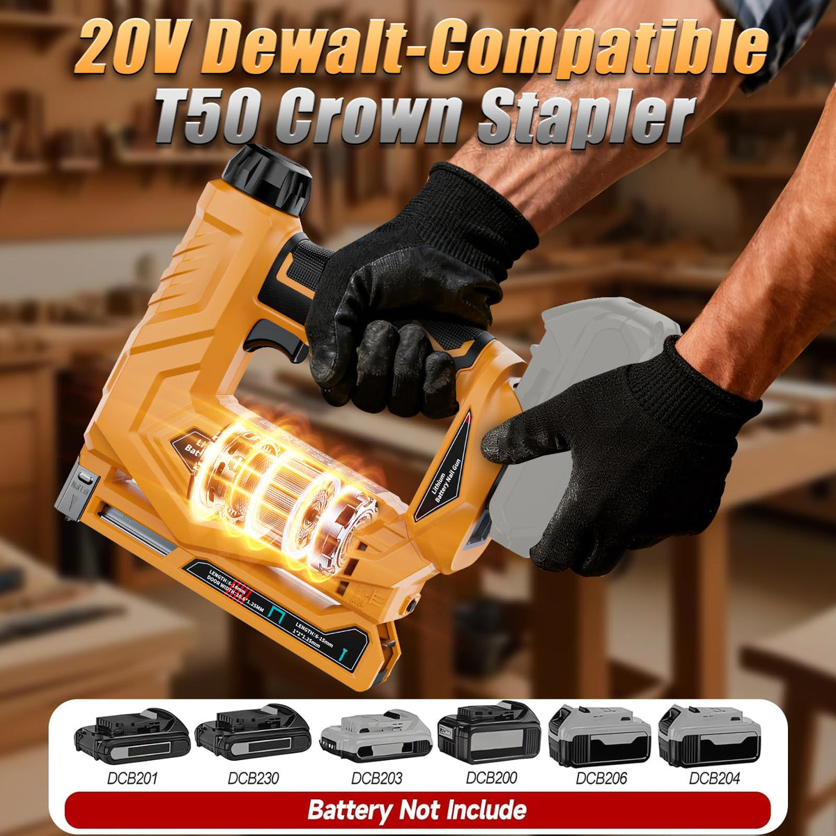 SINGTIP LED work light illuminates dark workspaces for safer nailing.