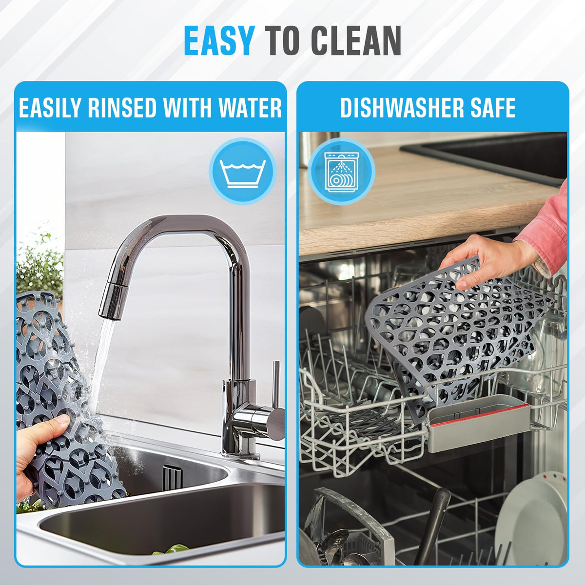 Sink Protex gray mat blends with kitchen decor while protecting sinks.