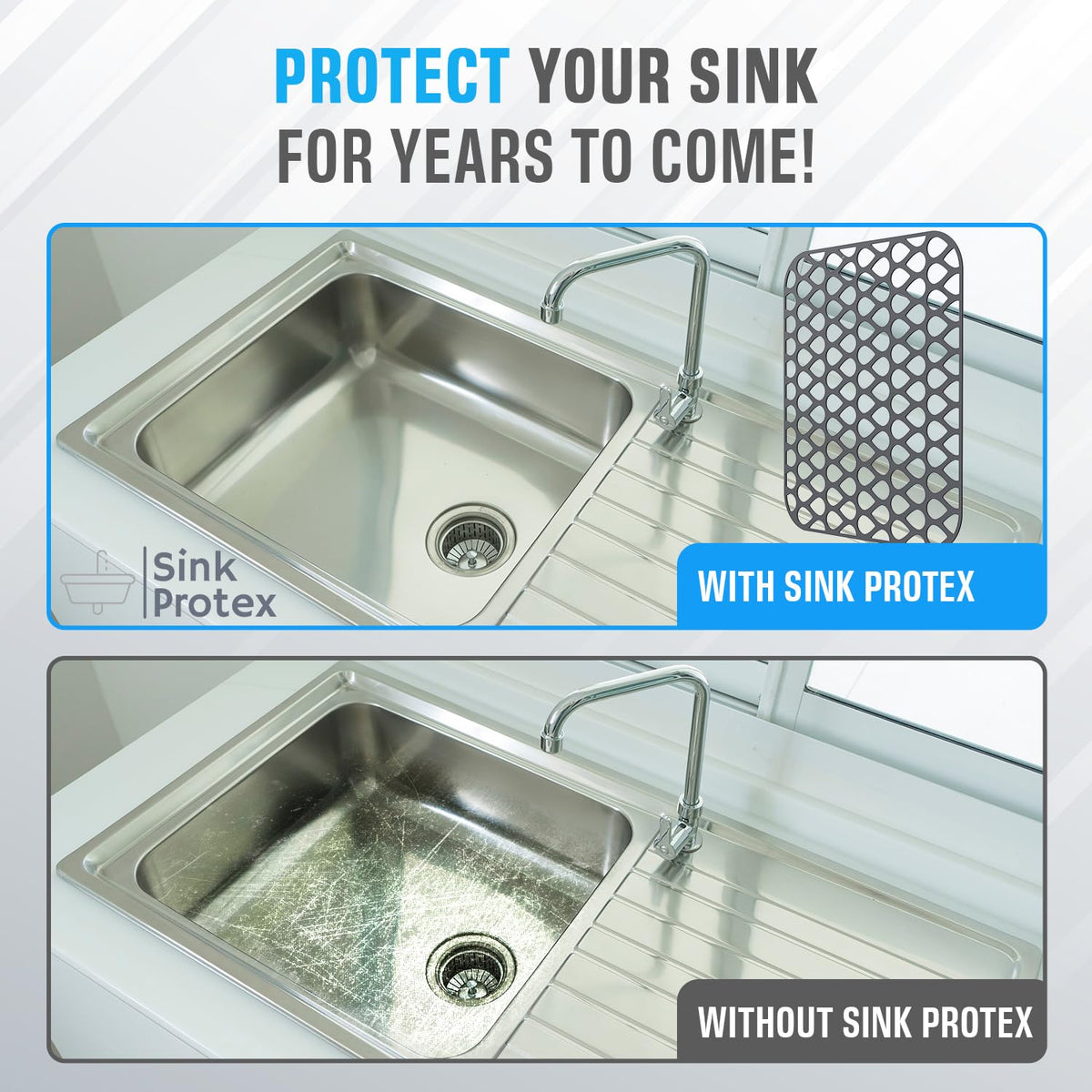 Sink Protex non-slip elevated design keeps mats in place while draining.