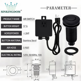 SINKINGDOM brass cover on matte black air switch adds durable finish.