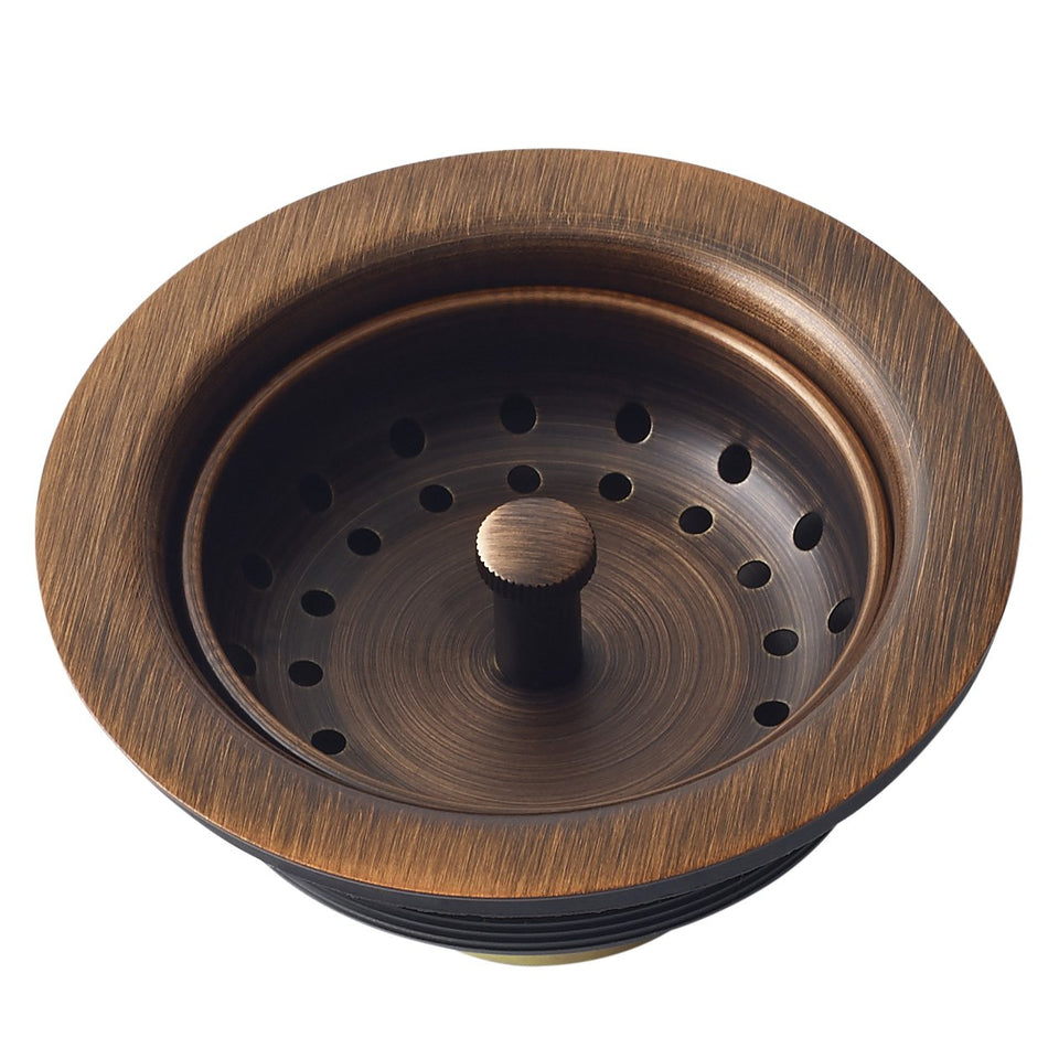 Sinkology TB35-01 Antique Copper basket strainer for durable kitchen drainage