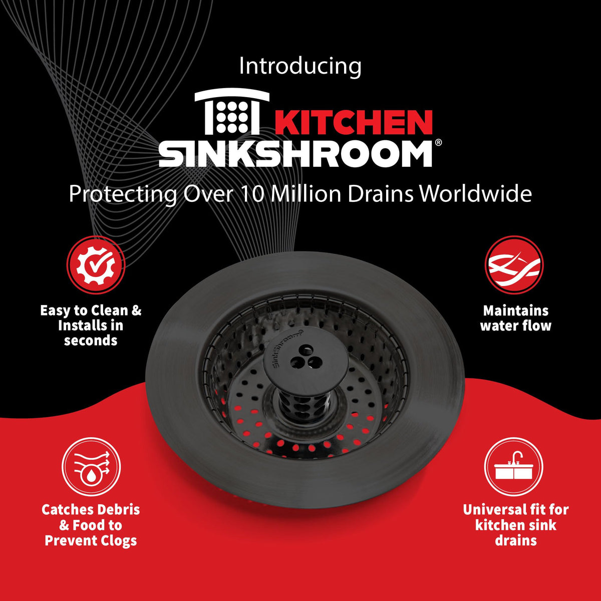 SinkShroom in-use image shows easy removal for quick cleaning.