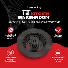 SinkShroom in-use image shows easy removal for quick cleaning.