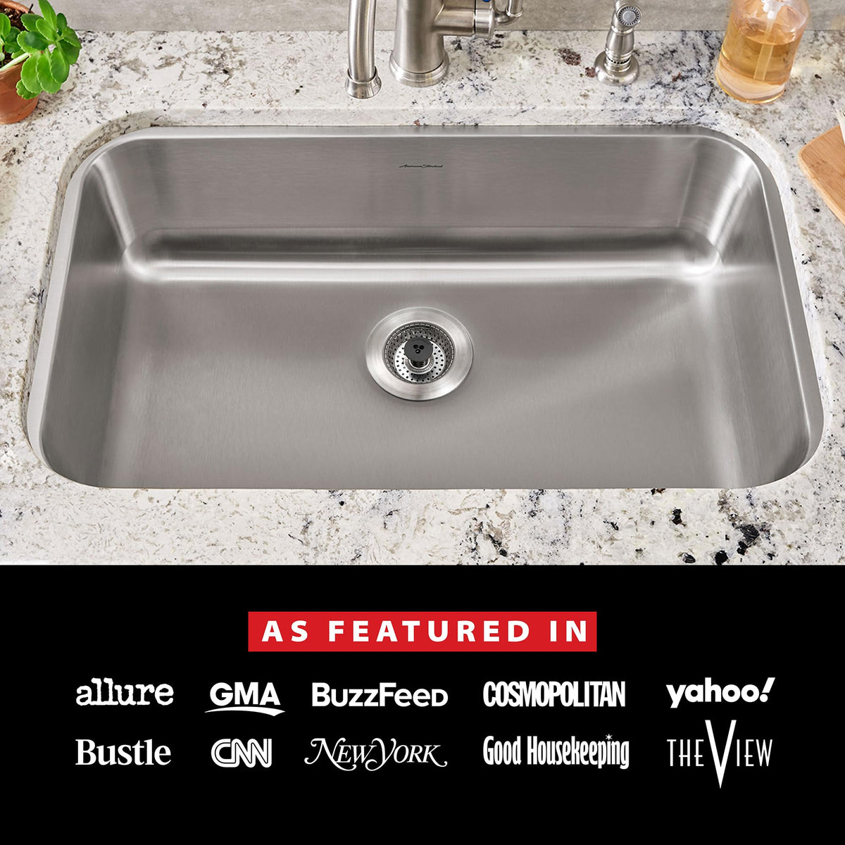 SinkShroom product-in-sink installation scene suggests universal fit