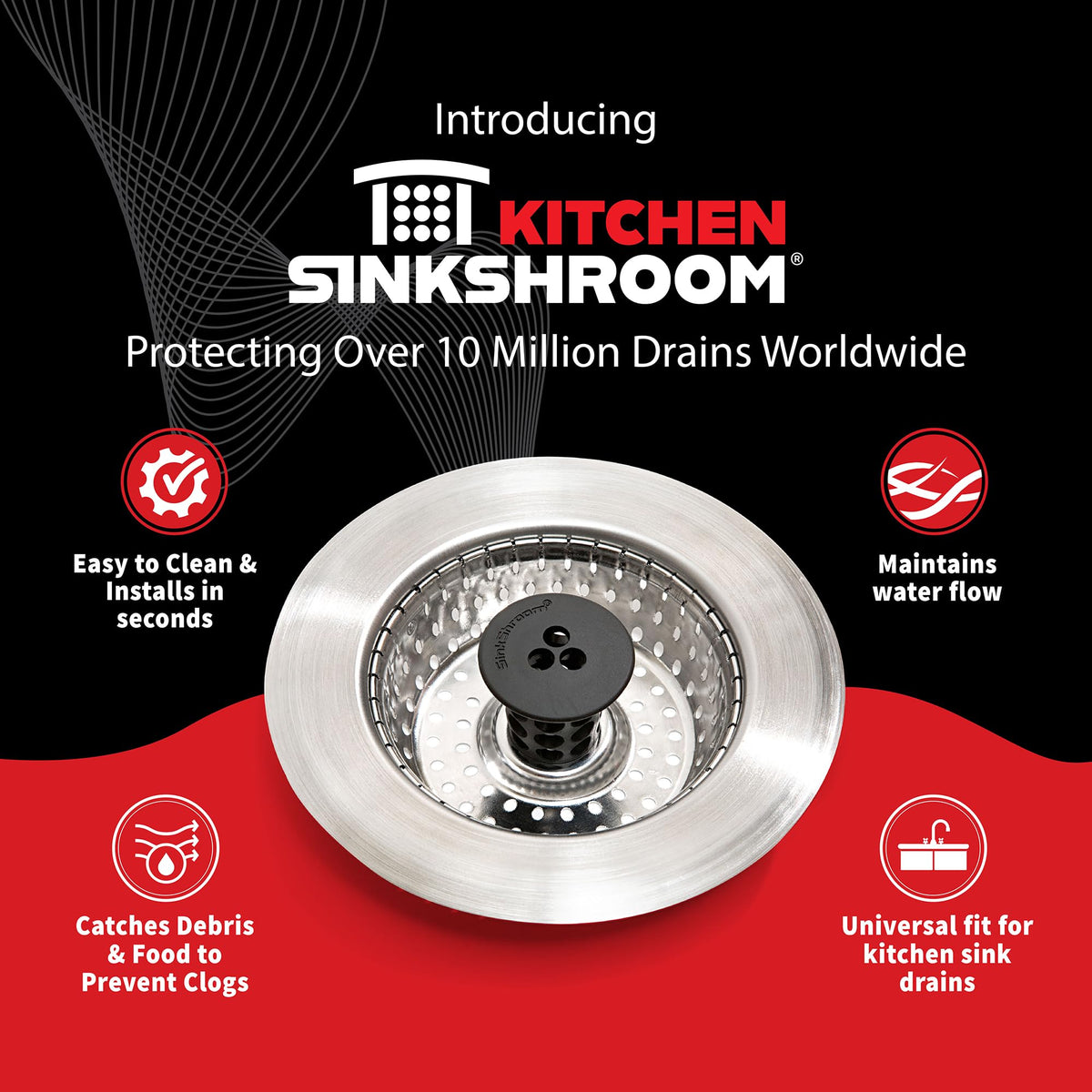 SinkShroom stainless-steel basket closeup emphasizes durable, rust-resistant material
