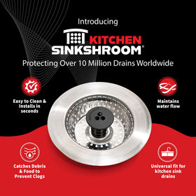 SinkShroom stainless-steel basket closeup emphasizes durable, rust-resistant material