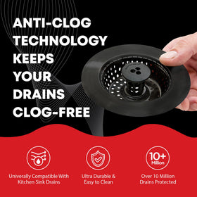 SinkShroom universal-fit strainer works with most sinks and disposals without tools.