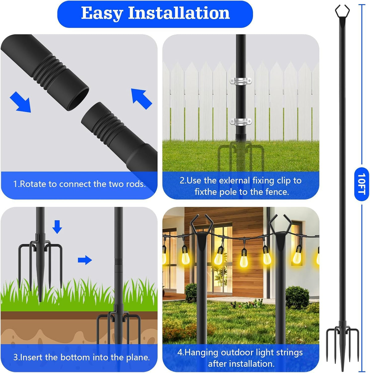 SINLEY sturdy, weatherproof poles withstand rain and sun for long-lasting use.