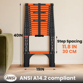 SINMEIRUN ladder showing 11.8 inch step spacing for stable climbs