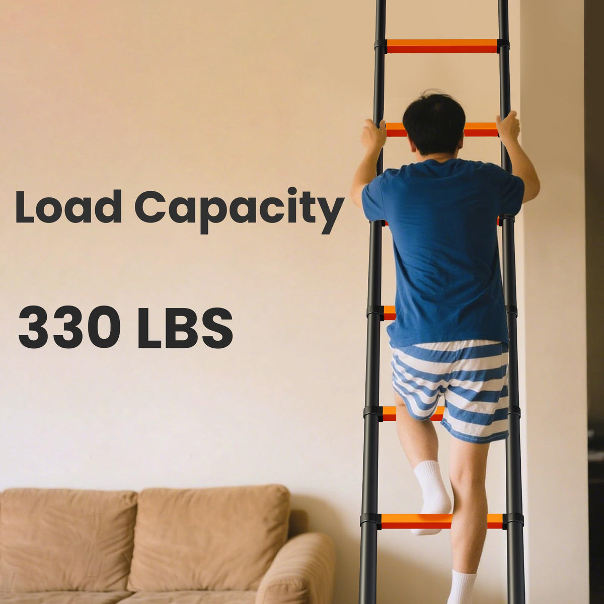 SINMEIRUN compact ladder folded to 40 inches for easy storage