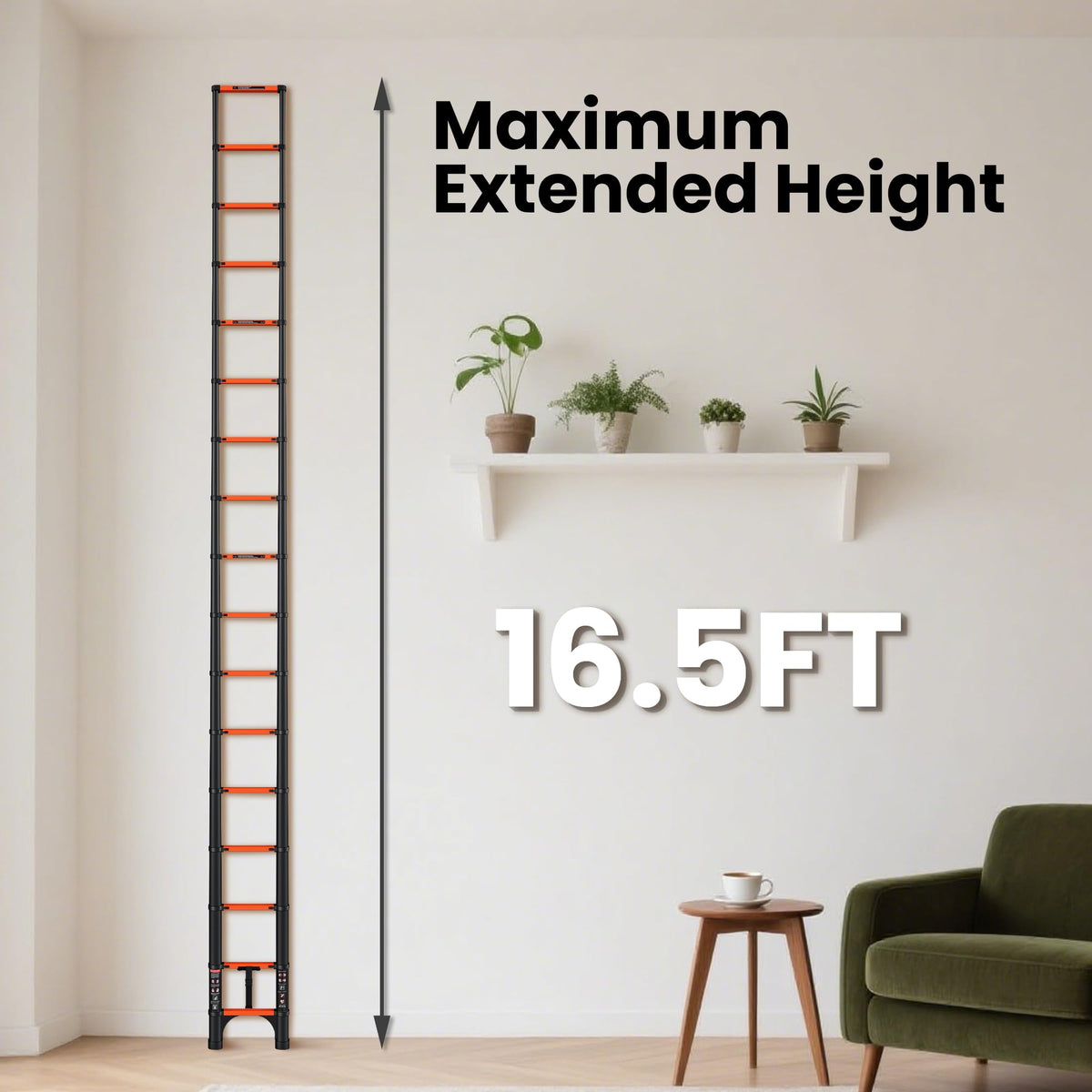 SINMEIRUN heavy-duty aluminum ladder with oxidized finish for durability