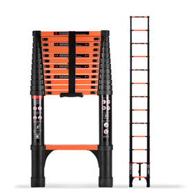 SINMEIRUN telescoping ladder extended to reach high ceilings and rooftops.