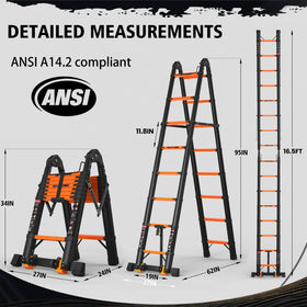 SINMEIRUN telescoping ladder collapsed compact for easy trunk storage and portability.