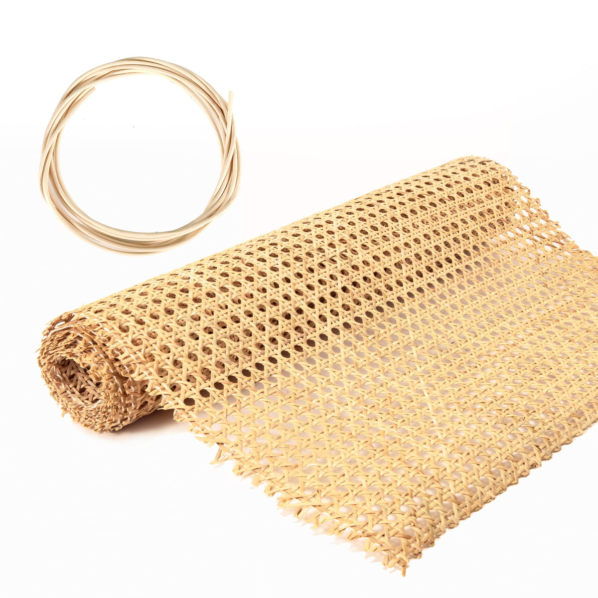 SINNSIDELIN 14-inch cane webbing roll for cabinet renewal with natural rattan fibers.