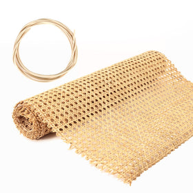 SINNSIDELIN 14-inch cane webbing roll for cabinet renewal with natural rattan fibers.