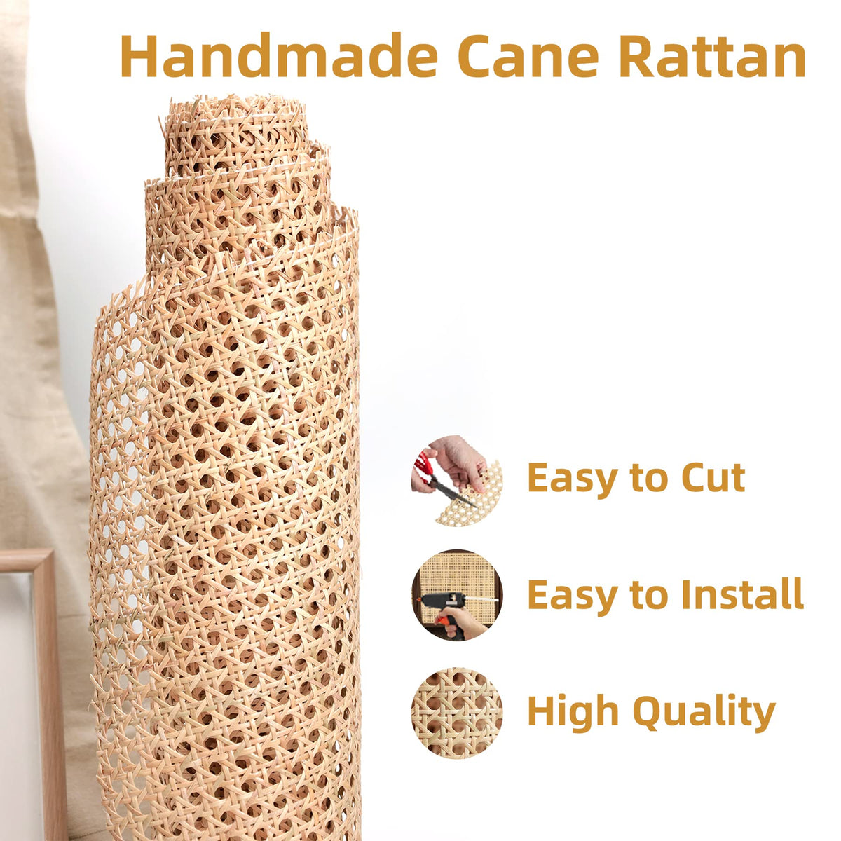 SINNSIDELIN 7mm aperture cane webbing close-up for easy chair DIY projects.