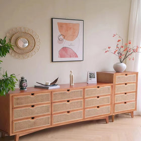 SINNSIDELIN DIY project: replace worn cane webbing on cabinets and chairs.
