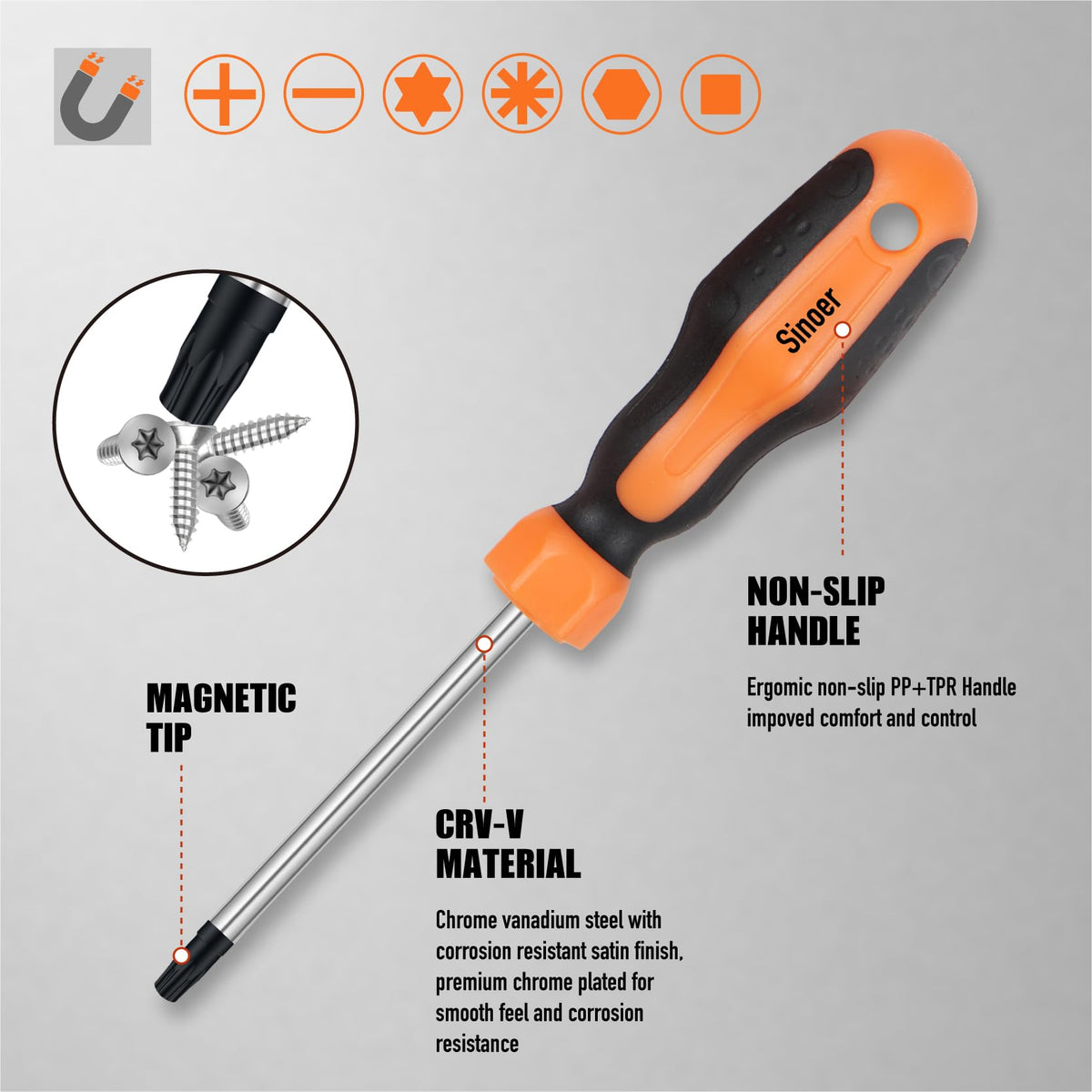 Sinoer CR-V steel blades deliver durability and rust resistance for tough tasks