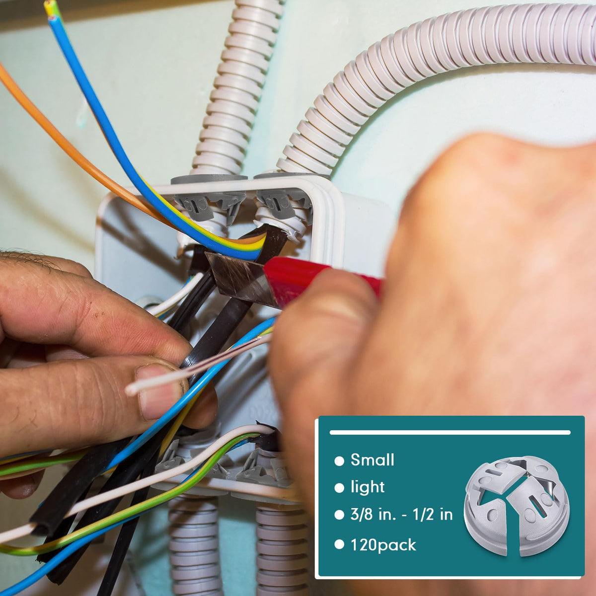 Sintuff cable protection connector shields wires from sharp edges inside boxes.
