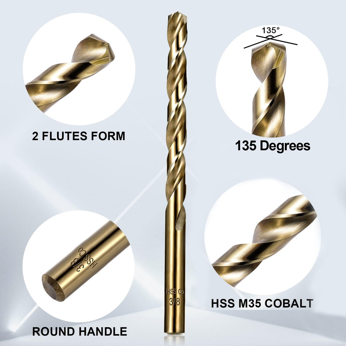 Sinyeenglon cobalt drill bits 1/8 inch tackle zinc alloys and aluminum with ease.
