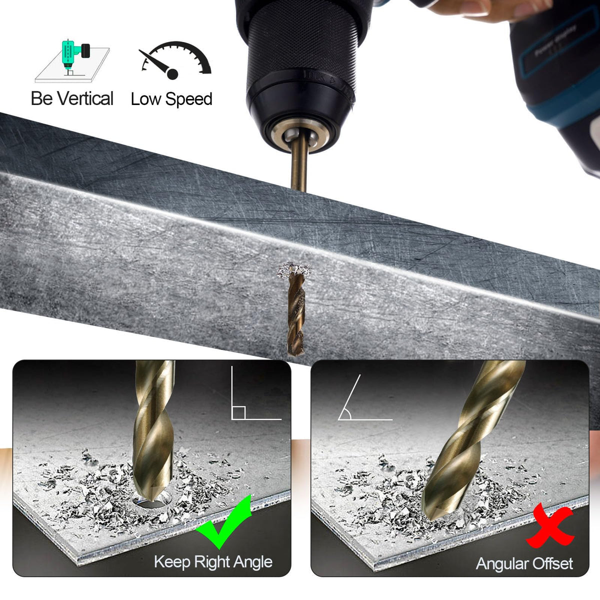 Sinyeenglon cobalt drill bits 3/16 inch optimized for stainless steel and alloy metals.