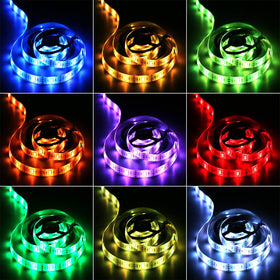 Sinzau LED strip 2m in-use with remote for quick scene adjustments.