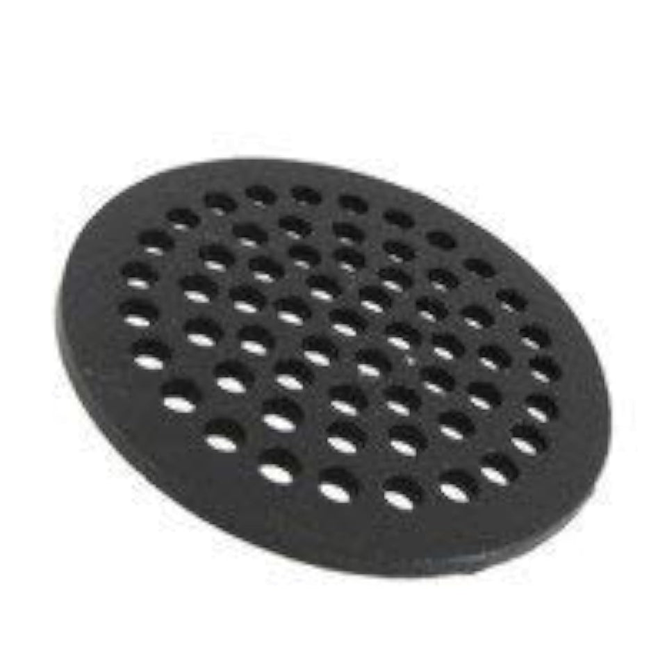 Sioux Chief 7-inch cast iron floor drain cover for walking traffic, durable and black.