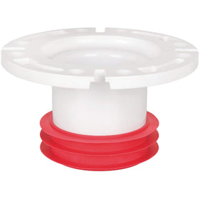 Sioux Chief DWV seal in cast-iron piping with PBS44AZ flange for leak-resistant joints.