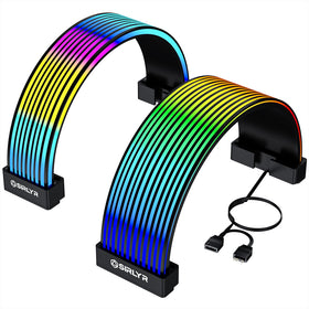 Sirlyr Black 24-pin ATX RGB LED strip illuminates PSU cables for a clean interior.