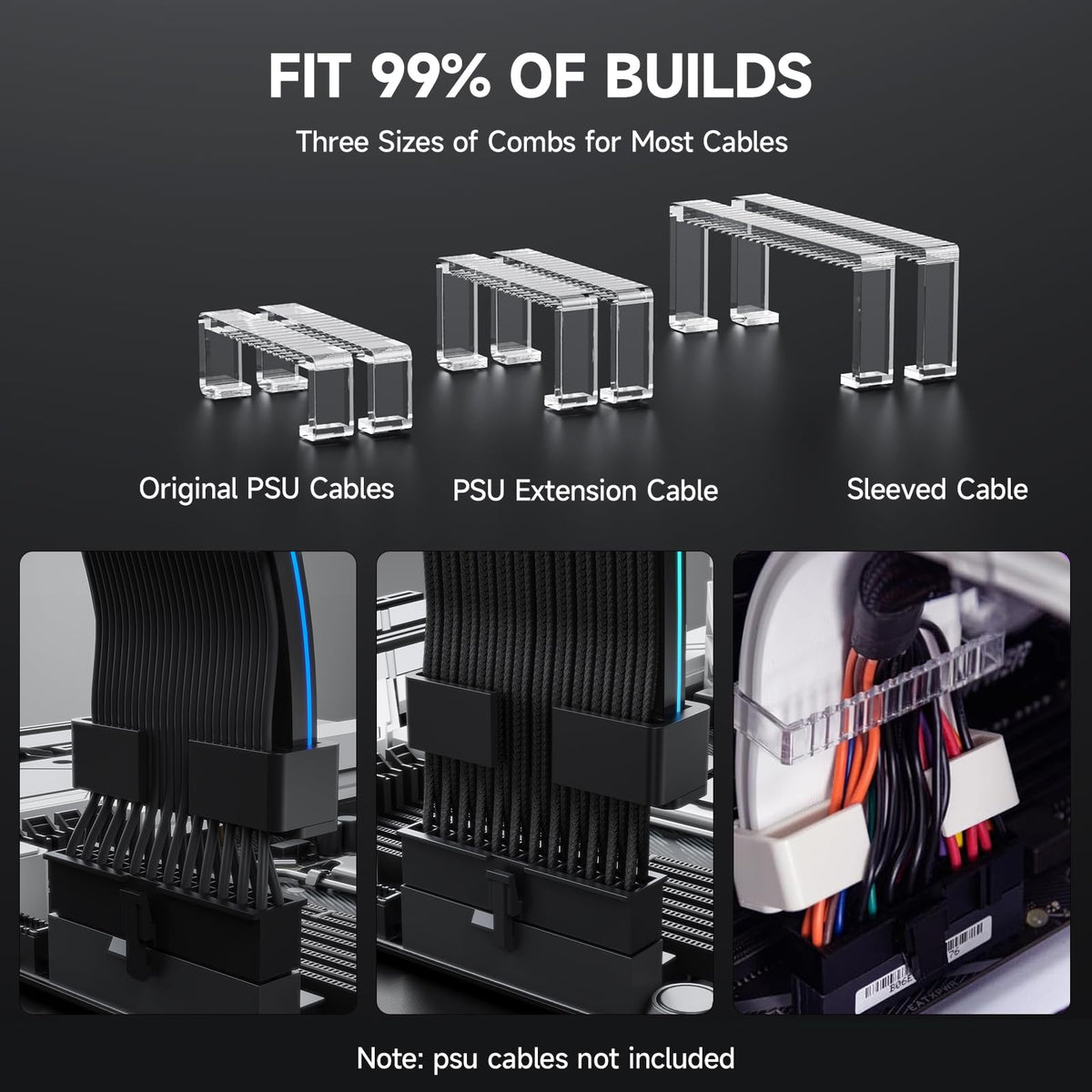 Sirlyr PSU cable management for tempered glass builds with dark themes.
