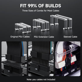 Sirlyr PSU cable management for tempered glass builds with dark themes.