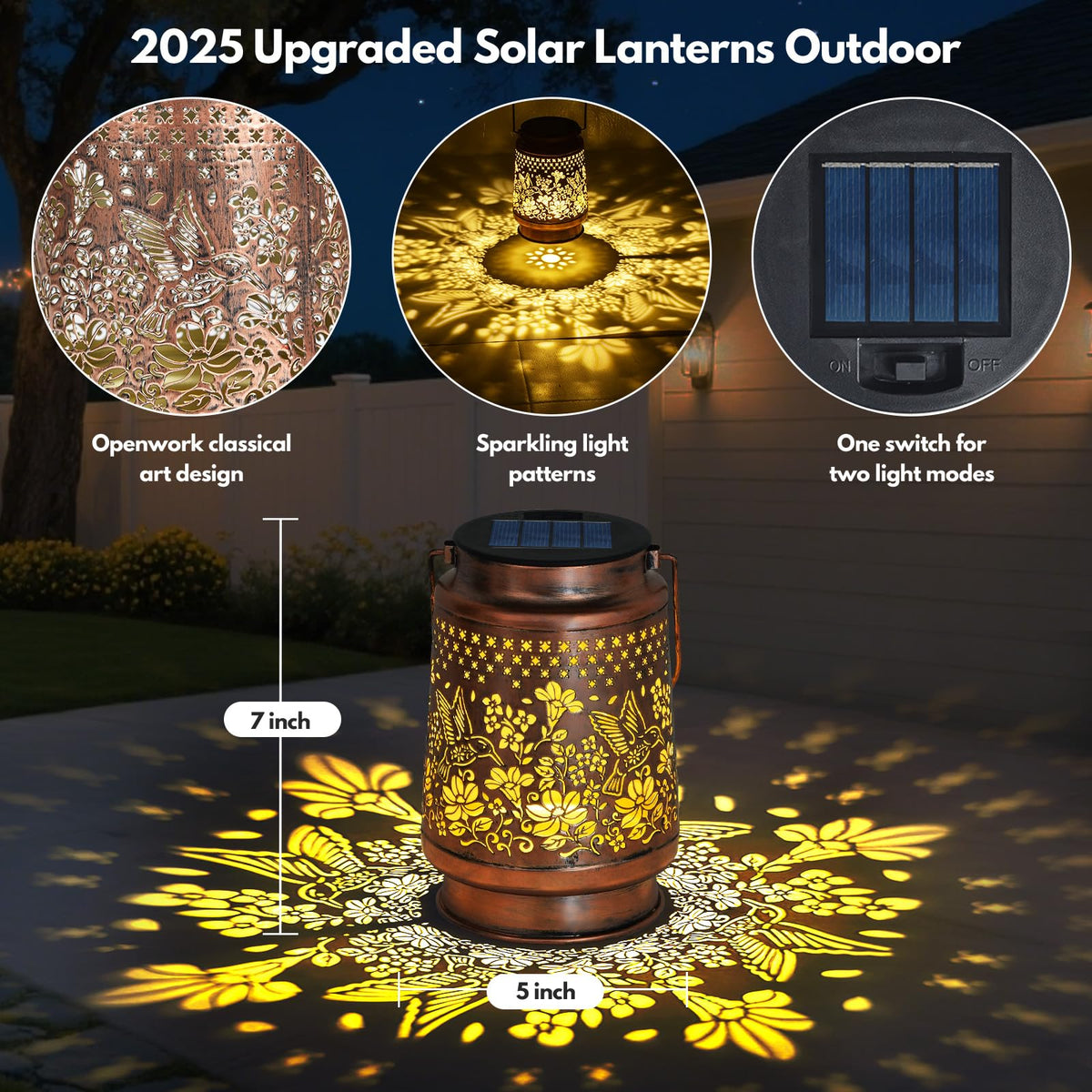 Siruitong lanterns with gold bronze finish illuminate paths for a cozy, inviting outdoor glow.