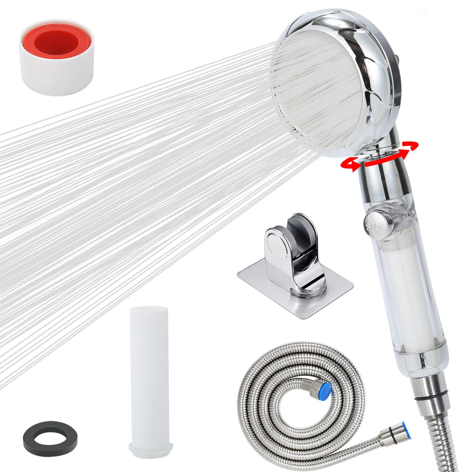 Sisiten RV shower head filter close-up showing filtration for cleaner water.